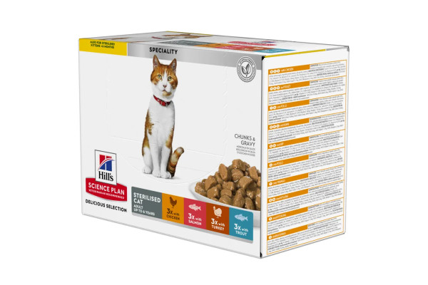 Nourriture Humide pour Chats "Sterilised Cat Multipack" 12 x 85g - HILL'S